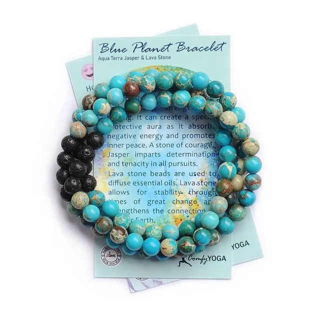 Blue Planet Aroma Bracelet - Handmade Lava Stone Bracelet