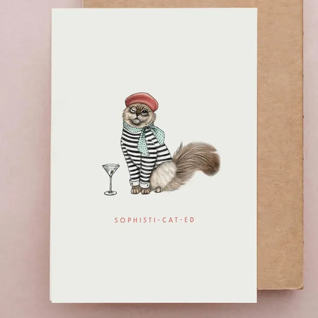 Sophisti-cat-ed Cat Card | Funny Cat Card | Greetings Cards