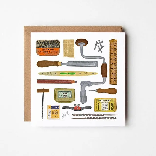 Woodworking tools - blank greetings card