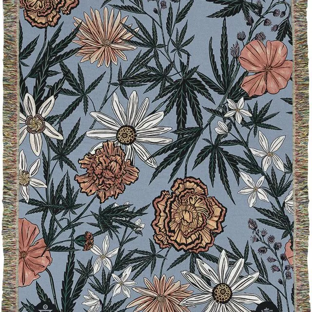 IVI - Cannabis All Over Floral Jacquard Woven Blanket