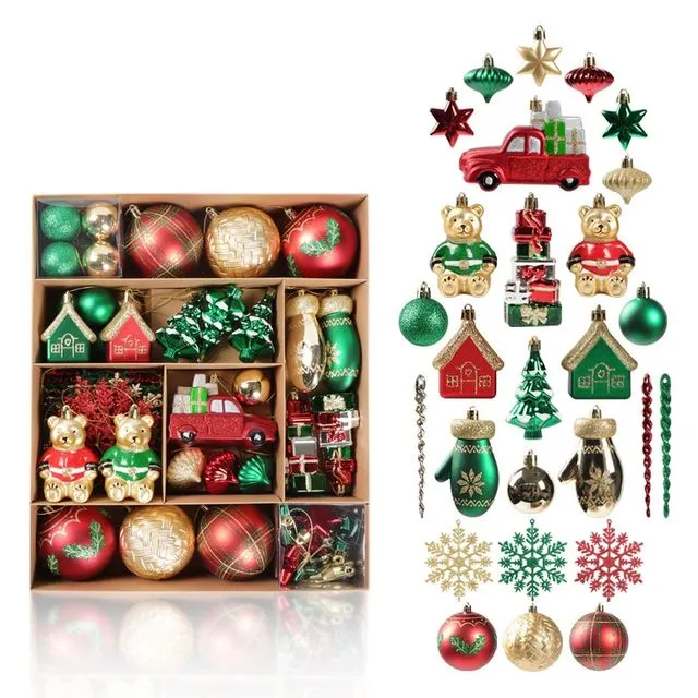 70PCS/Set Plastic Christmas Tree Hanging Pendants Home Decoration