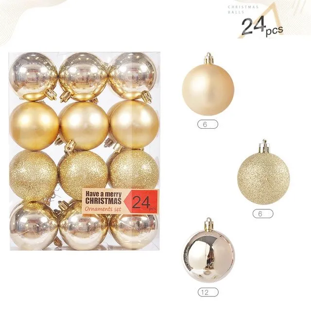 24PCS/Set PET Box Plastic Christmas Tree Hanging Pendants Balls Home Decoration - YELLOWISH BROWN