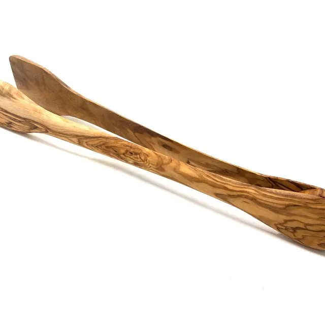 Olive wood barbecue tongs, 36 cm long