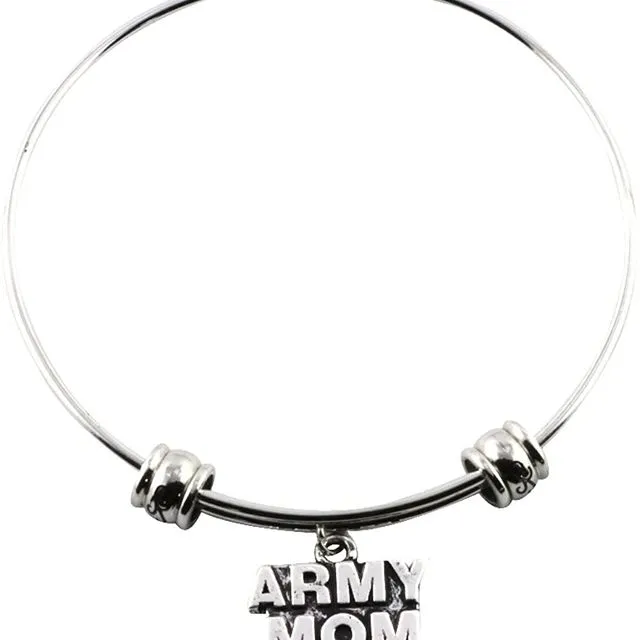 Army Mom Bangle | Army Bracelet Jewelry Gift for Women