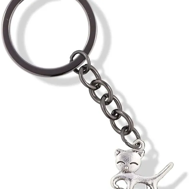 Cat with Smiling Eyes Charm Keychain