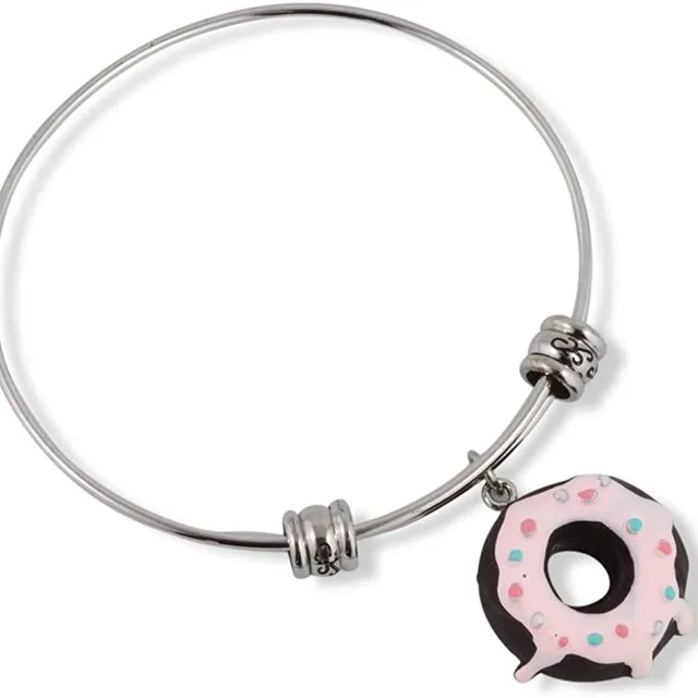 Emerald Park Jewelry Donut (Black with White Icing and Sprinkles) Fancy Bangle
