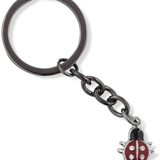 Emerald Park Jewelry Ladybug with Four Dots six Legs Black and Red Charm Keychain