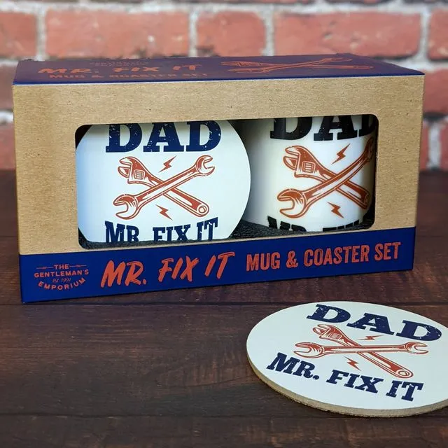 Gentlemen's Emporium Mug &amp; Coaster - Dad Mr. Fix It