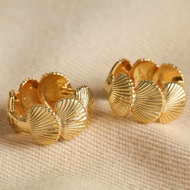 63617 Shell Hoop Earrings in Gold