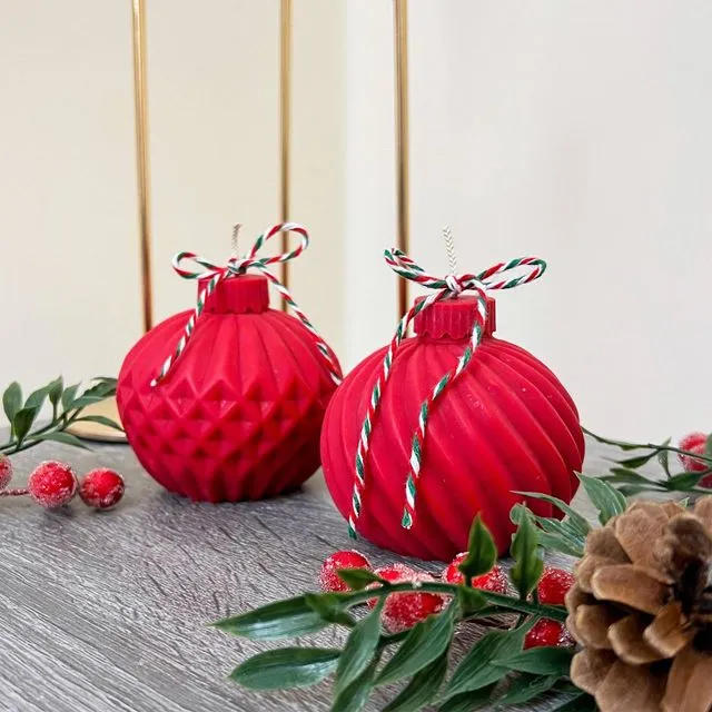 Christmas Bauble Candle - Red Christmas Candles - xmas