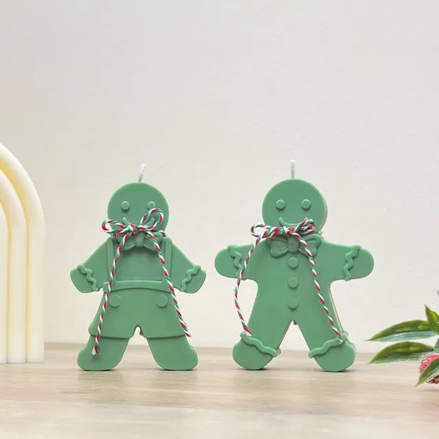 Green Christmas Gingerbread Candles - Festive Candle