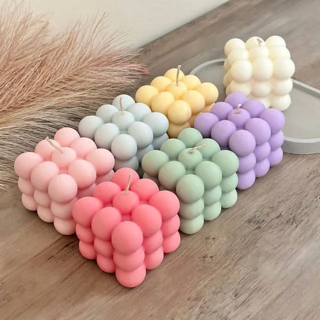 Pastel Soy Decorative Bubble Candle Vegan Cube Candles