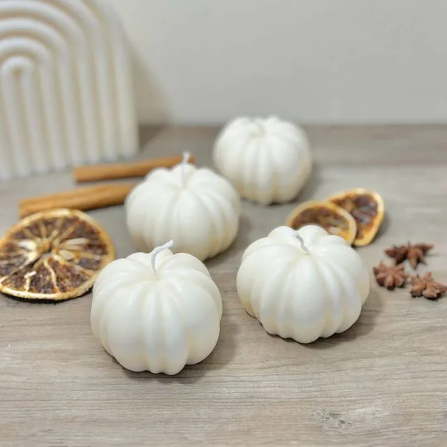 White Pumpkin Candle - White Halloween Decoration