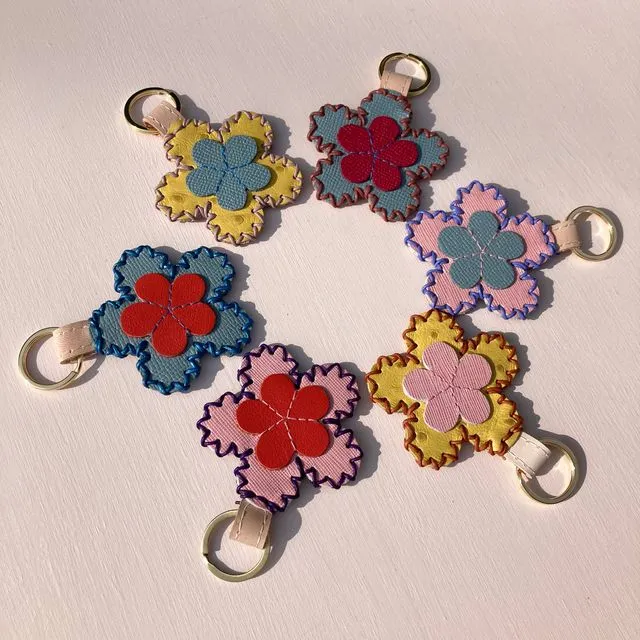 Funk Floral Leather Keychain