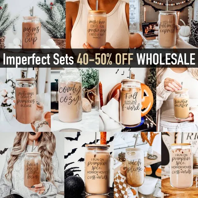 IMPERFECT Glass Fall Mug Set discounted Coffee Cup 40%+ OFF