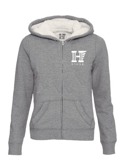 Zipper Hydro Grey Hoodie Embroidery Logo