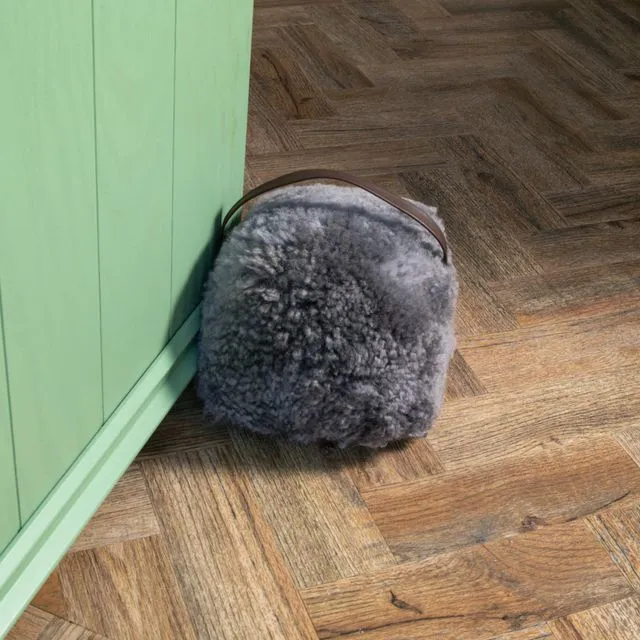 Grey Sheepskin Doorstop