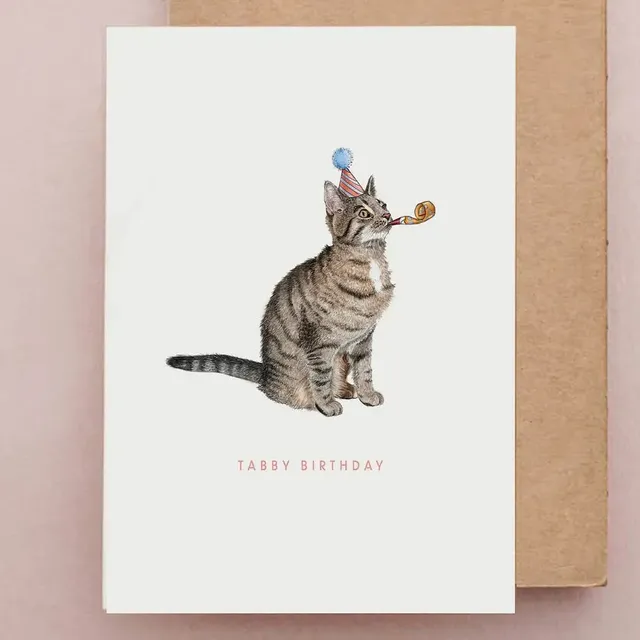Tabby Cat Birthday Card | Animal Greetings Card | Pet Card