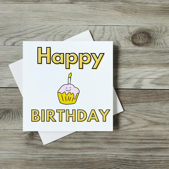 Greeting Cards - Happy Birthday - Cute cupcake