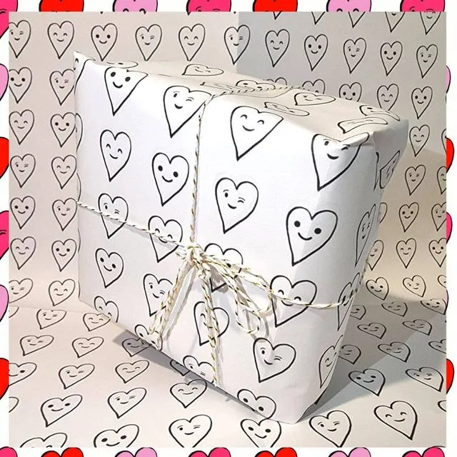 Lots of Hearts - Black And White - Valentines Wrapping Paper
