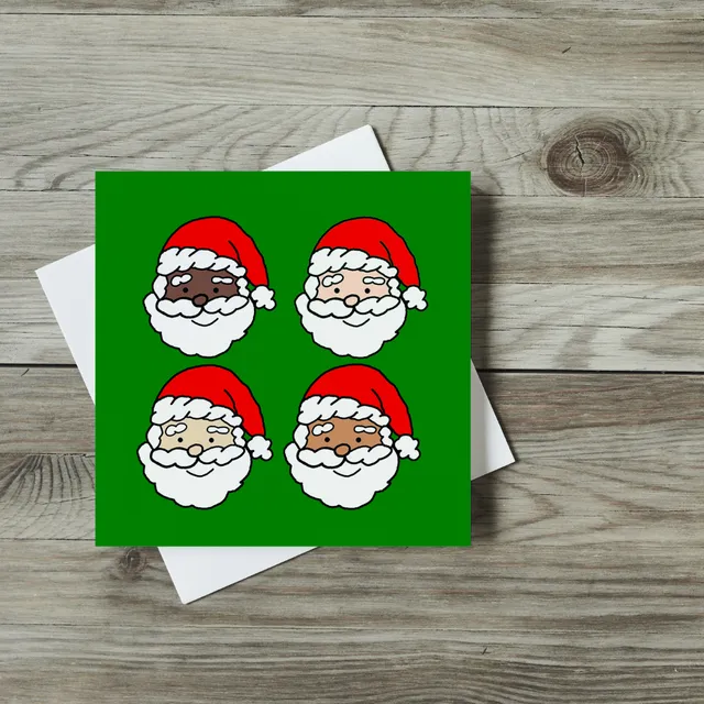 Greeting Card - Christmas - Santa - Green