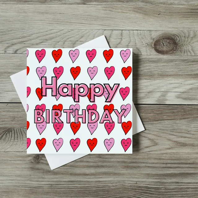 Greeting Cards - Happy Birthday - Cute Hearts