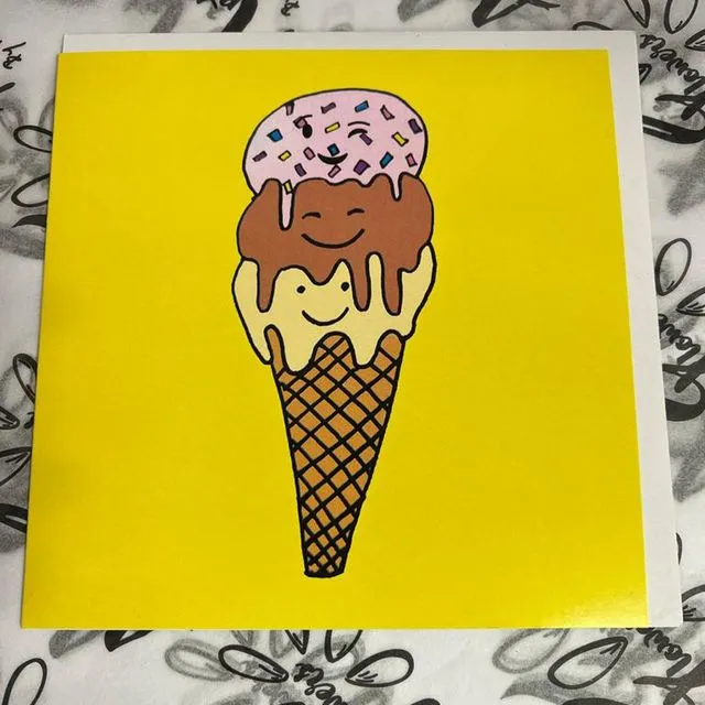 Greeting Card - Ice Cream - Yellow