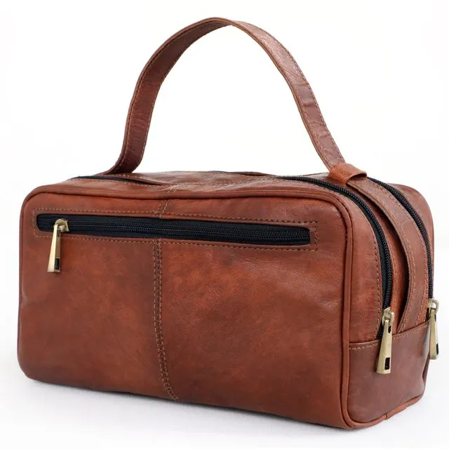 Genuine Leather Travel Toiletry Bag Large Dopp Kit for Men & Women