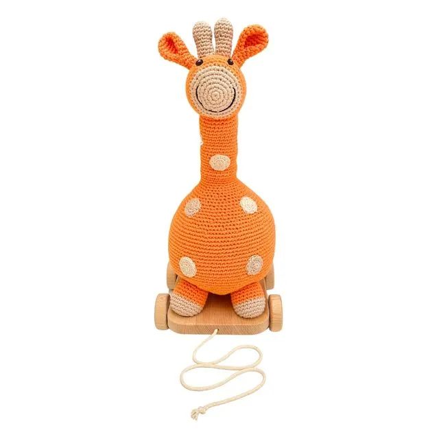 Baby Toy 2 in 1 Pull along giraffe soft orange