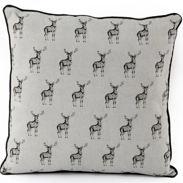 Grey Scatter Cushion With A Stag Print Design - Grey