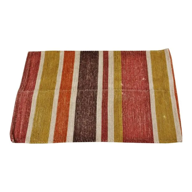 Moroccan Inspired Kasbah Rug, Striped Design, 60x90cm - Orange/Red/Cream