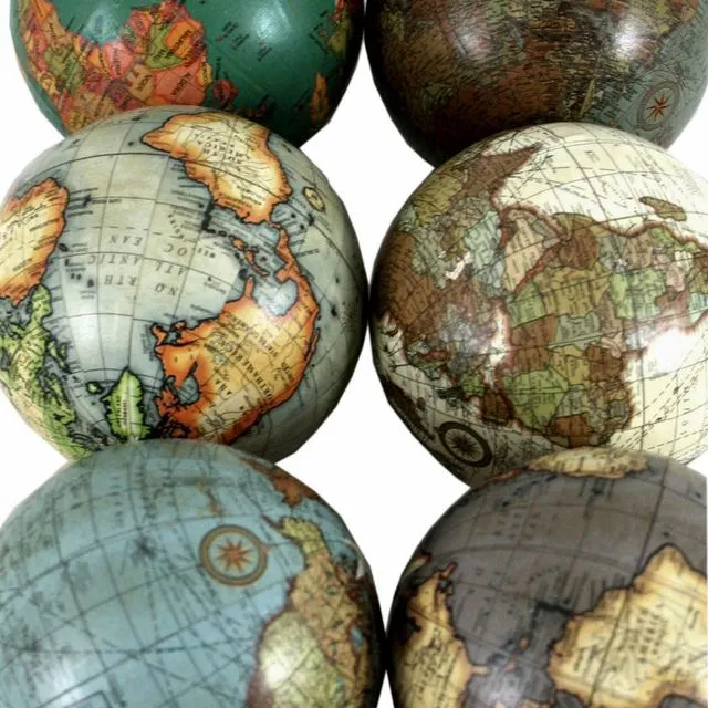 Set of 6 x 3 Inch Decorative Globes In Assorted Colours - Multi