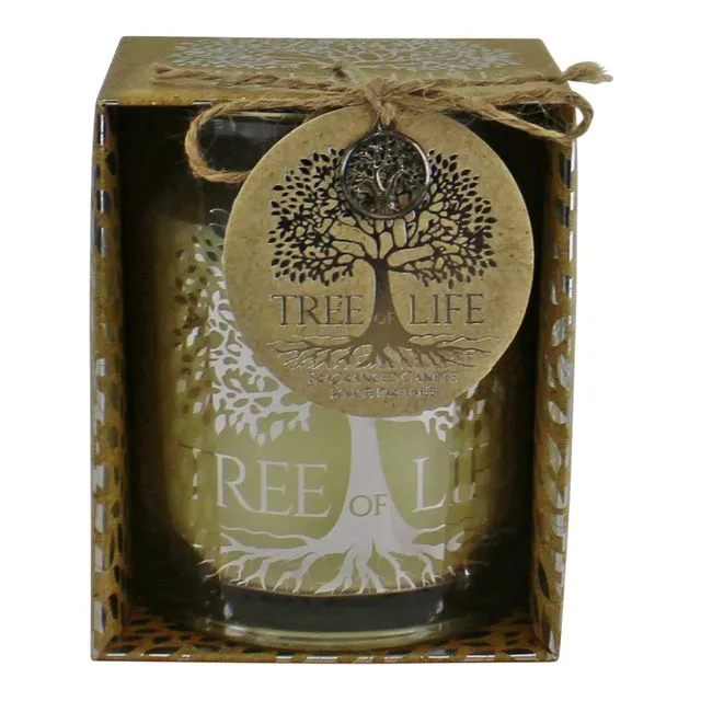 Tree Of Life Fragranced Candle In Gift Box - Natural/silver/cream