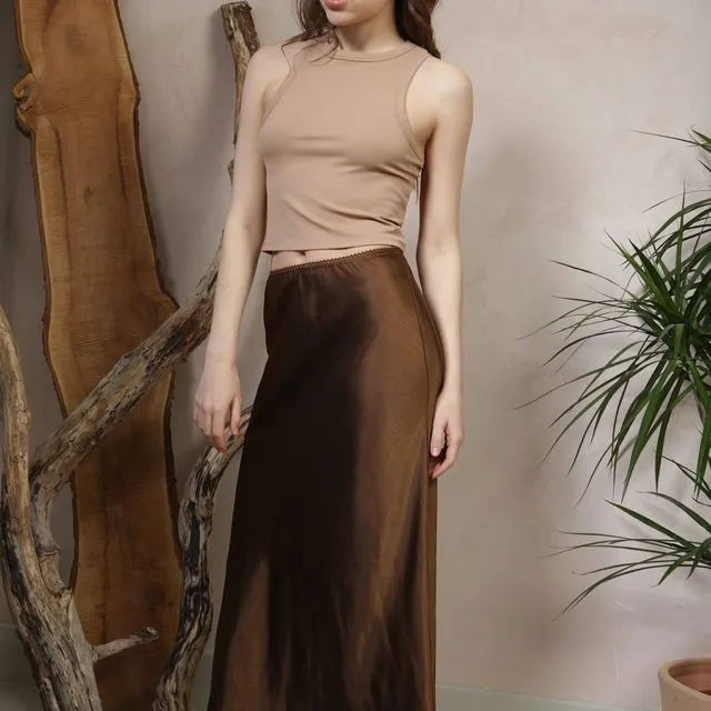 Chocolate Satin Skirt