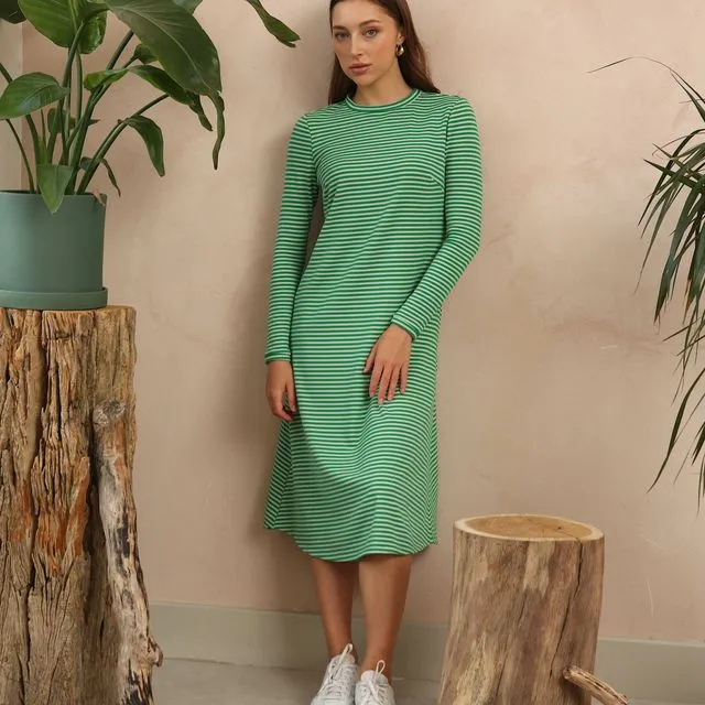 Maeve Stripe Green and White Jersey Dress