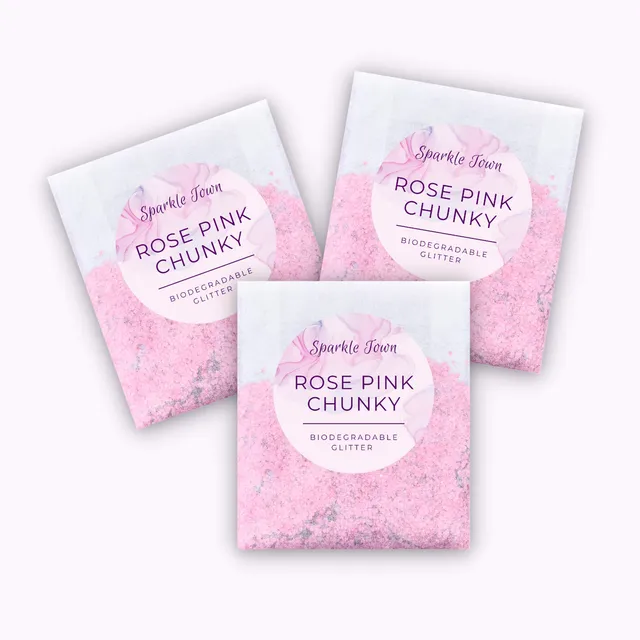 Rose Pink Chunky Biodegradable Glitter - 5ml Pouch