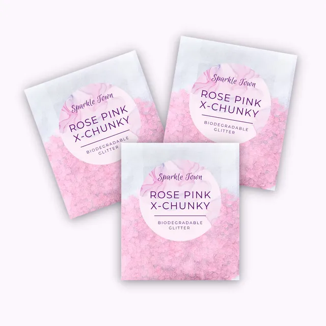 Rose Pink Extra Chunky Biodegradable Glitter - 5ml Pouch