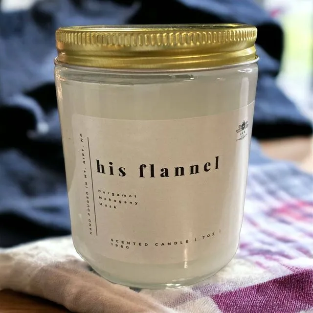 His Flannel - 7 oz. Clear Glass Scented Candle