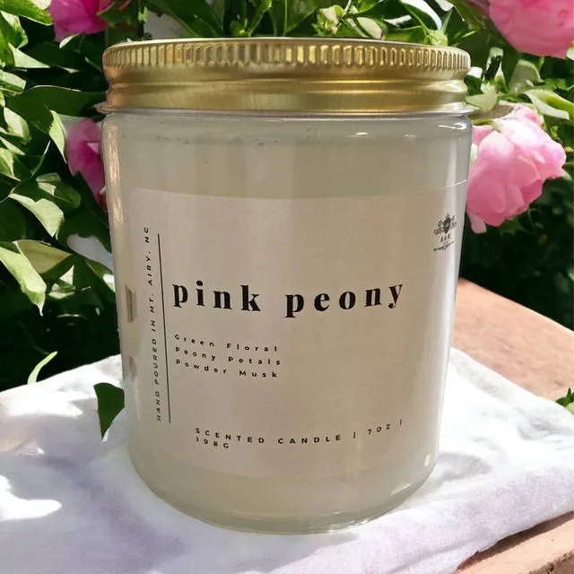 Pink Peony - 7 oz. Clear Glass Scented Candle