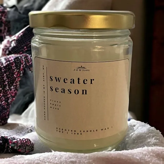 Sweater Season Candle 7oz Clear Jar Scented Candle