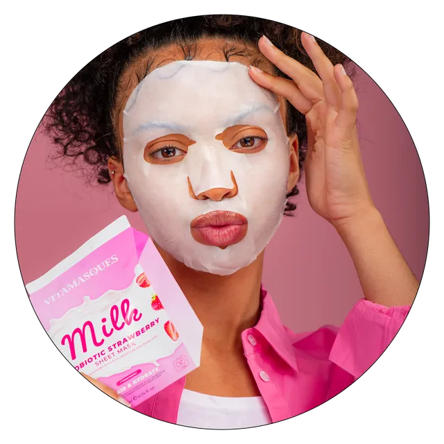 Milk Probiotic Strawberry Face Sheet Mask