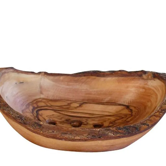 Soap dish oval rustic length approx. 9 – 11 cm olive wood