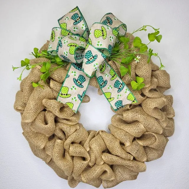 Burlap and Faux Clover St. Patrick's Day Wreath