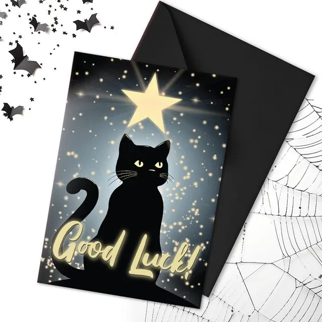 Black Cat Good Luck | A5 Greetings Card
