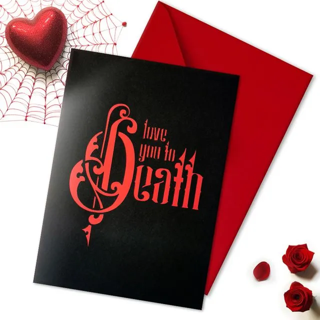 Love You To Death Luxury Large Black Greetings Card