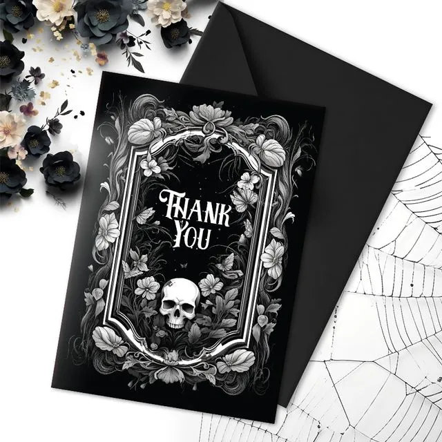 Floral Skull Thank You Card | A5 Greeting