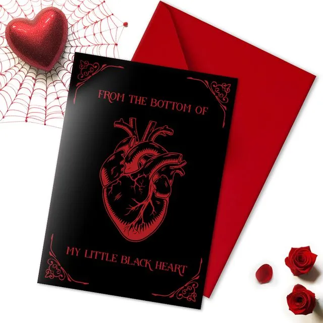 Little Black Heart Valentine's | A5 Spooky Greetings Card