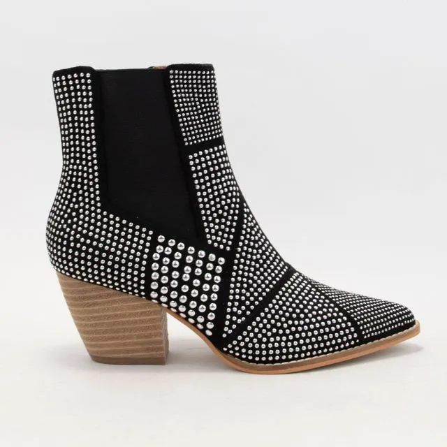 [12 PAIRS] FRANCESCA POINTED TOE ROUND STUD EMBELLISHED BOOTS