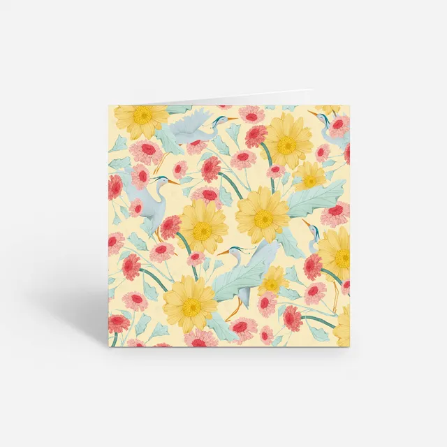Birds and Flowers - Patterned Card