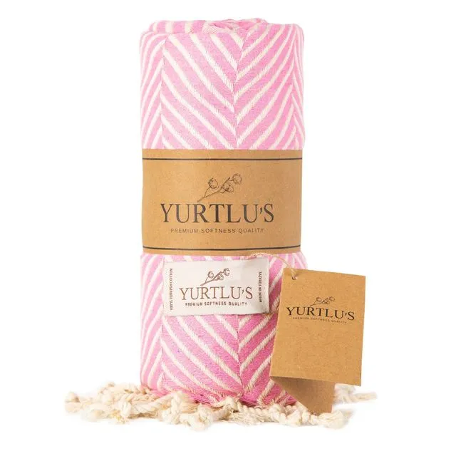 YURTLU'S Turkish Beach Towel - Soft Pink